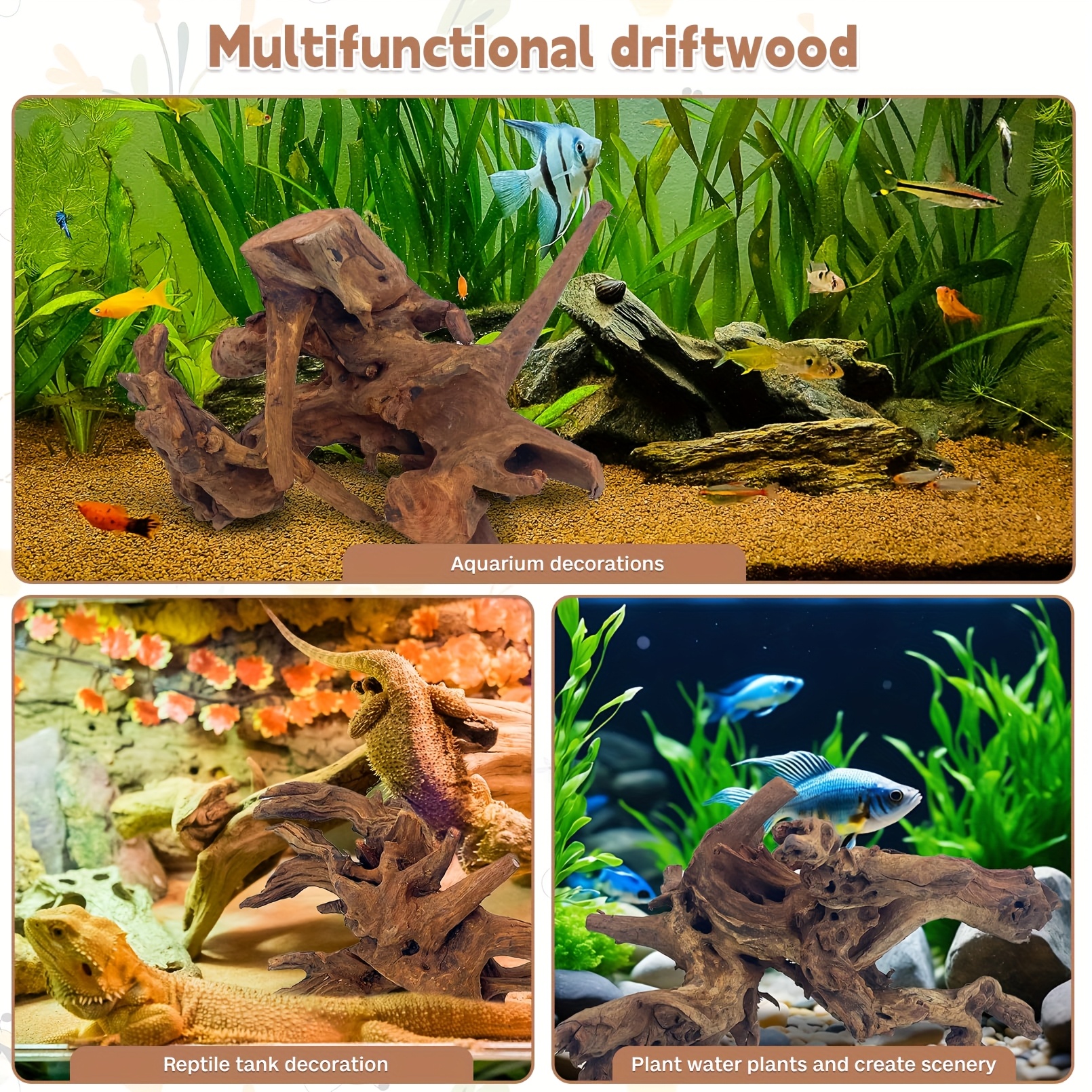 Driftwood for Aquarium Natural Reptile Azalea Root Wood 60-90cm