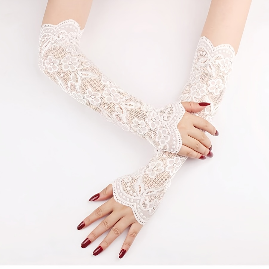 1 Pair Women's Elegant Lace Long-Sleeve Arm Warmers