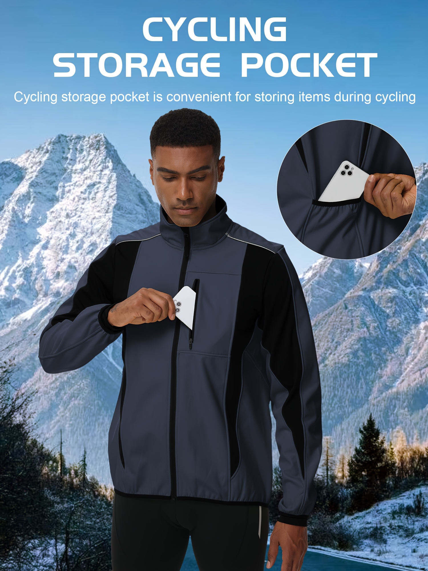 mens winter cycling jacket windproof warm softshell Temu Australia