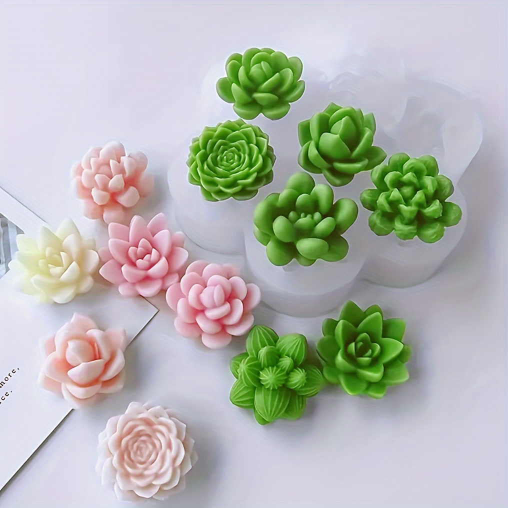 

1pcs Silicone Cactus Mold For Candle Making, 7-cavity Aromatherapy Wax Mold, Handmade, , Reusable Crafting Tool, White