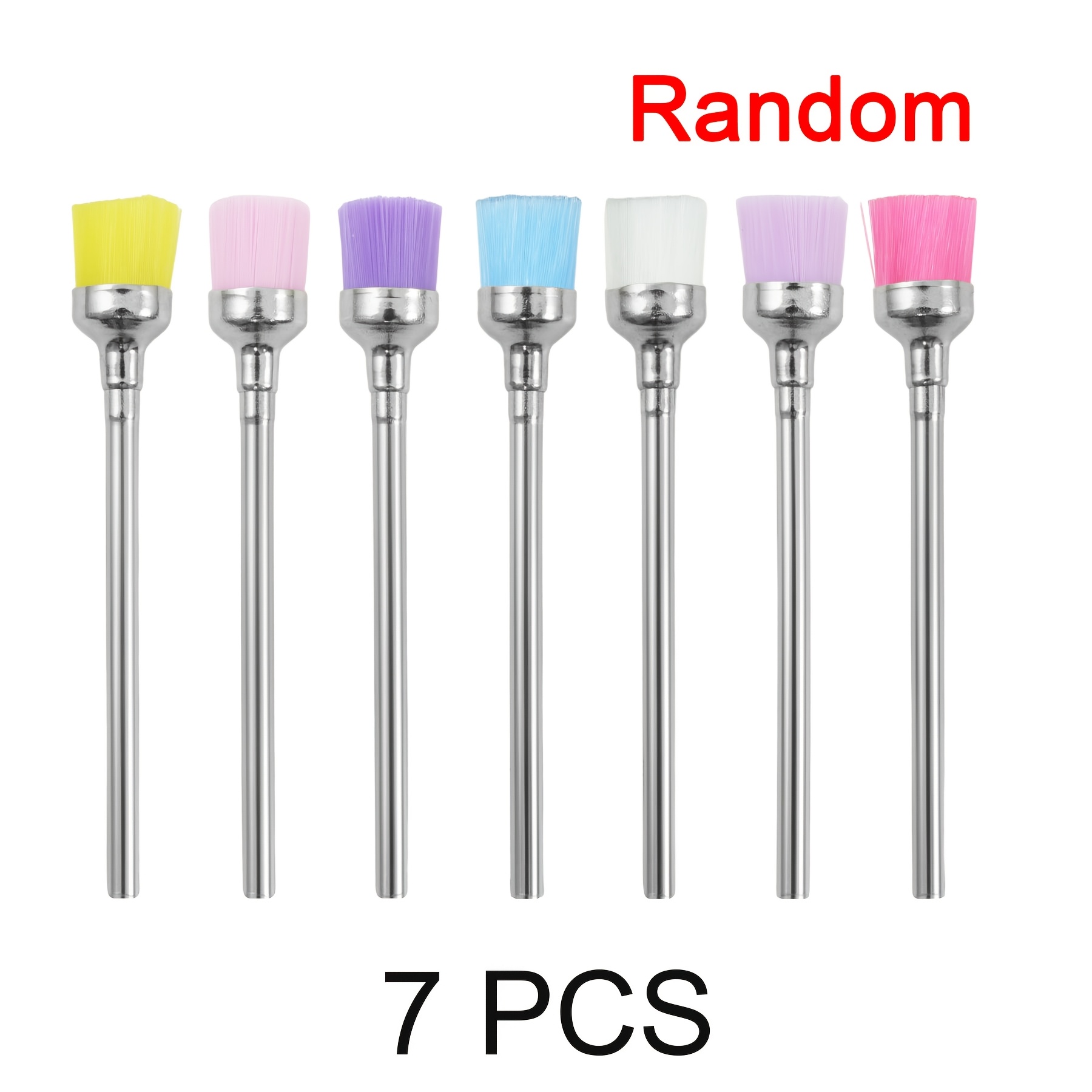 Image of 7pcs Nail Drill Bit Cleaning Brush Cleaner Electric Nail Files Milling Cutter Dust Remover Drill Additions Nail Art Tool Polisher Used For Cleaning Dust After Nail Polishing, Random Color