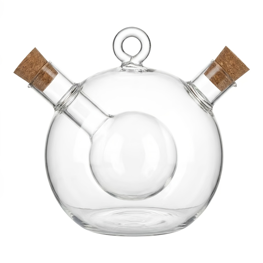 TEMU Bouteille distributeur à double chambre en verre pour huile et vinaigre, récipient à assaisonnement de cuisine en borosilicate résistant à la