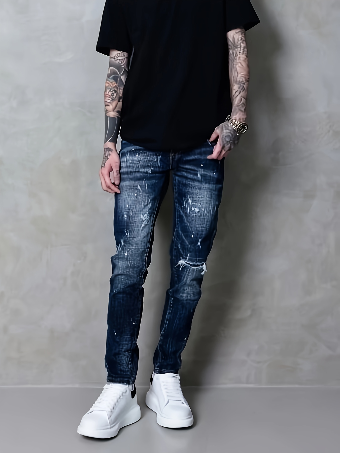 jeans fit schizzi vernice e Temu Italy