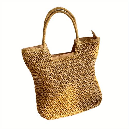 women beach tote bag solid zipper closure large capacity handbag summer pool bag