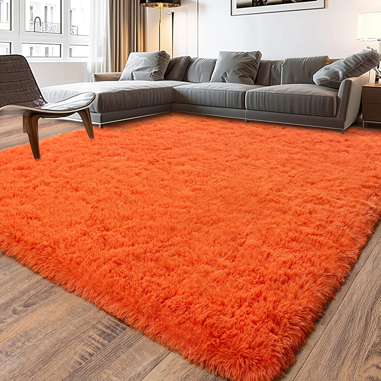WAHIKASKI Tapis De Salon, 200 X 300 Cm, Lavable, à Poils Courts, Dessous Antidérapant, Motif à Rayures, Jaune Orange Profond, Décoration D'intérieur Classique, Vintage, Pour Chambre à Coucher