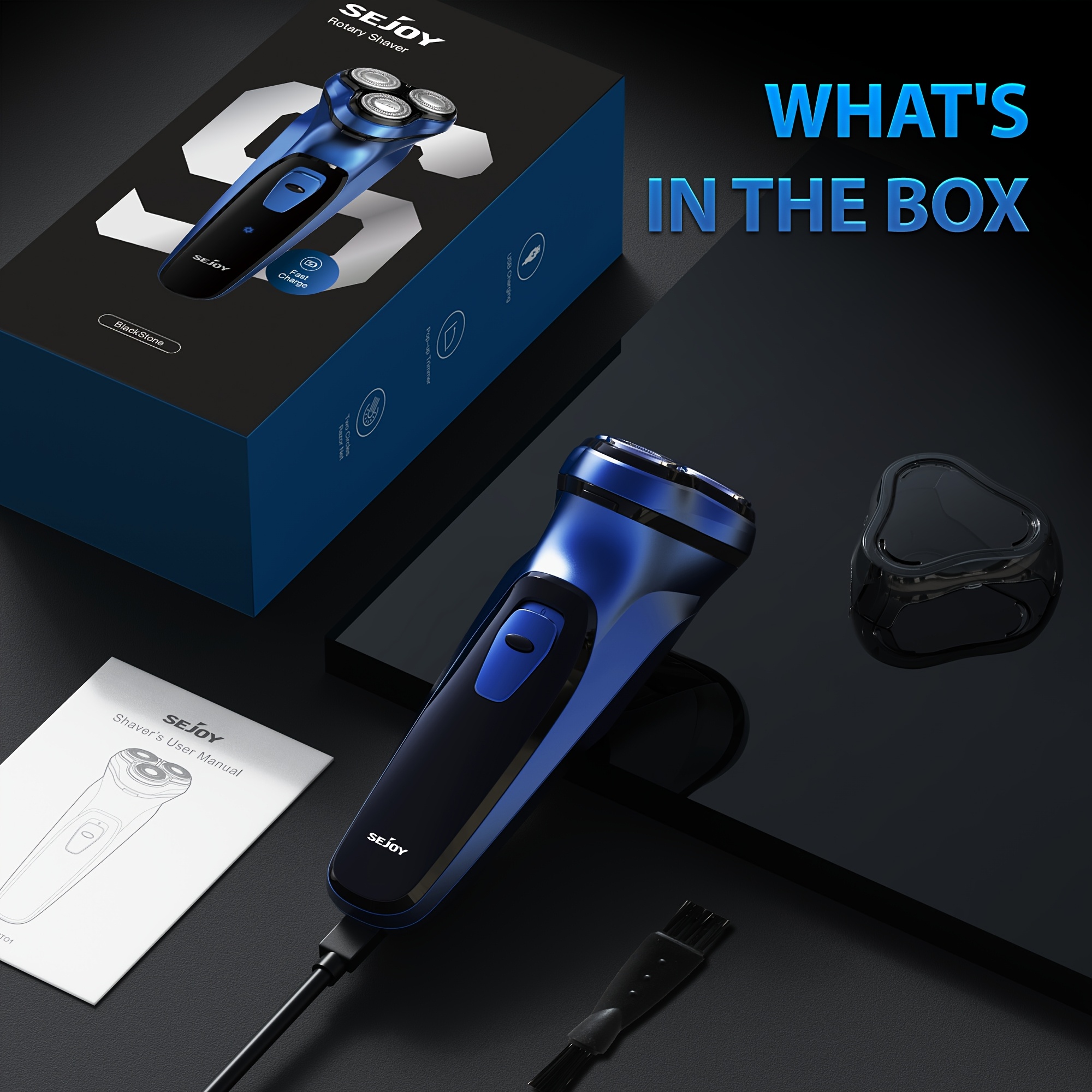 TEMU Cordless Electric Shaver For Men: Wet And Dry Rotary Shaver - Quick Usb Charging & Skin - Includes Pop-up Trimmer & Precision , Rapid Charging,