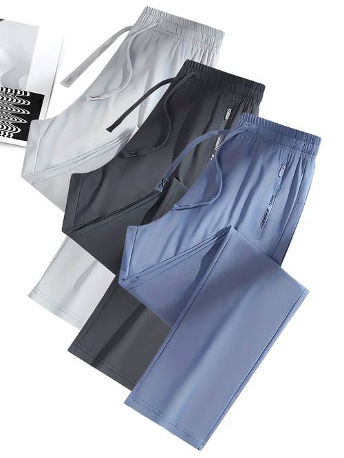 3 pack womens high waist sweatpants with drawstring zipper pockets breathable loose fit activewear for yoga activities solid colors black blue beige yoga pants