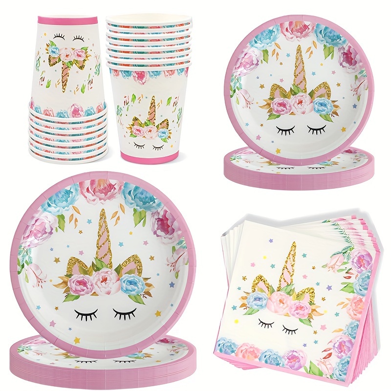 

Set, Cute Pink Birthday Party Supplies Tableware Set, Party Plates, Knife, Forks, Spoons, Cups And Napkins For Birthday Party Decorations, 16 Guests