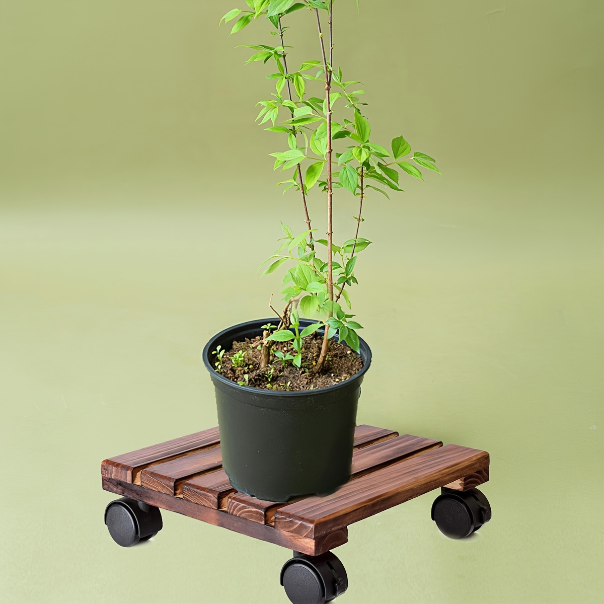 

1pc Plant Flowerpot Base With Wheels - This Is A 12-inch Square Wooden Plant Stand With 4 Heavy-duty Casters, Long Service Life, 360-degree Rotation, And A Maximum Load Capacity Of 150 Pounds