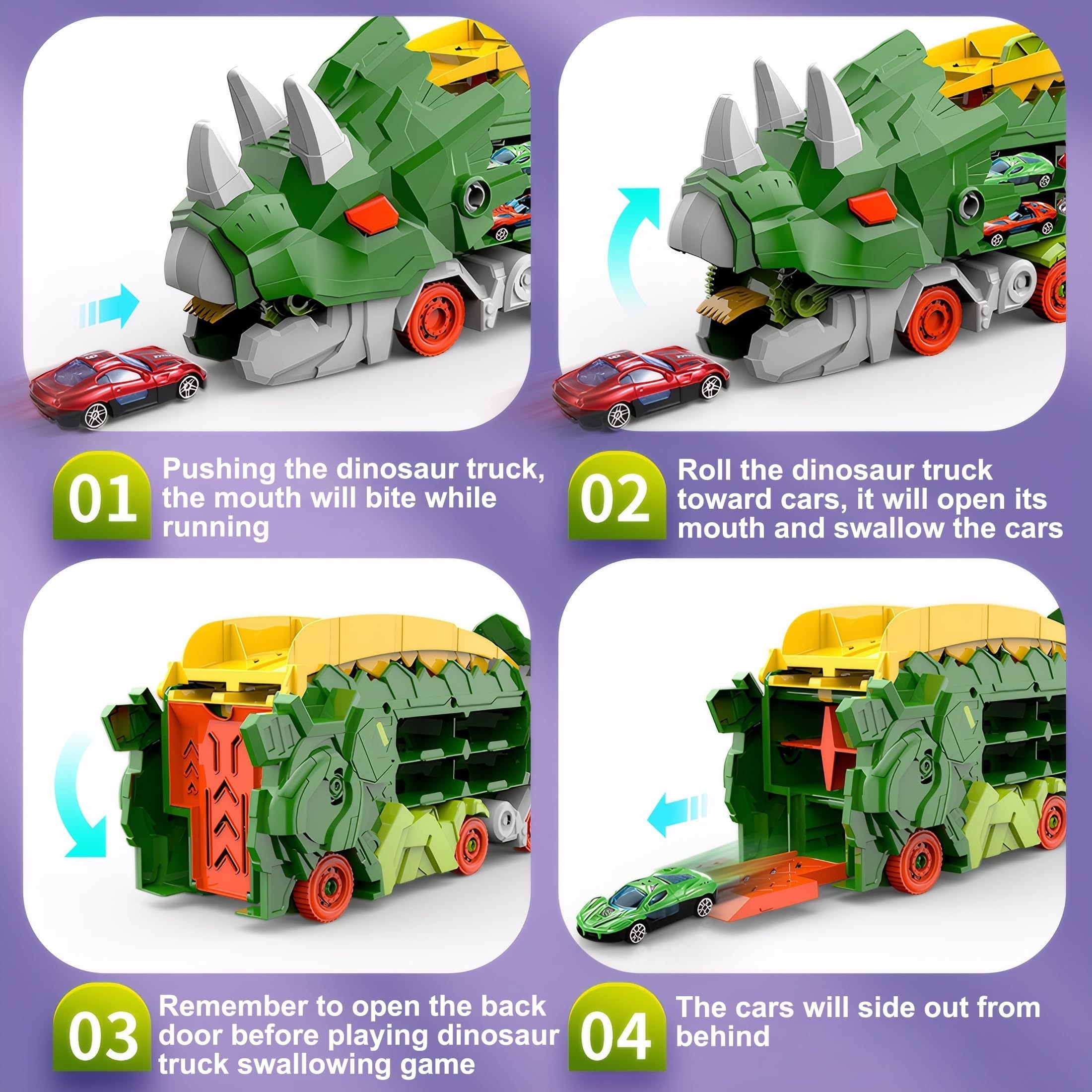  dinosaur transformer track toy car launcher alloy mini vehicles childrens slide engineering vehicle manual push operation mode toy trucks details 3