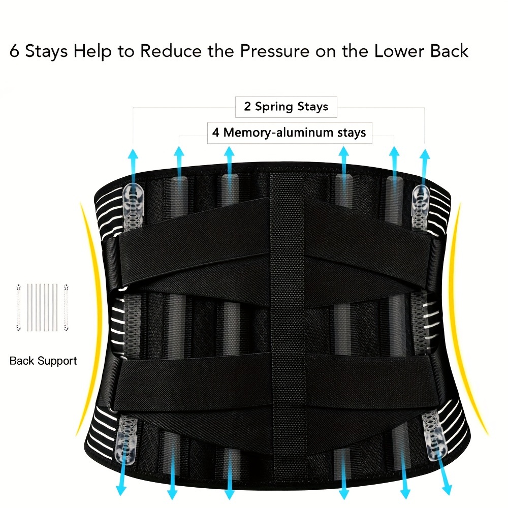 Back Brace for Lower Back Pain Relief with 3D Lumbar Pad, 6X Back Support  Belt With Alternative Strips for Men/Women, Soft Breathable Mesh Fabric