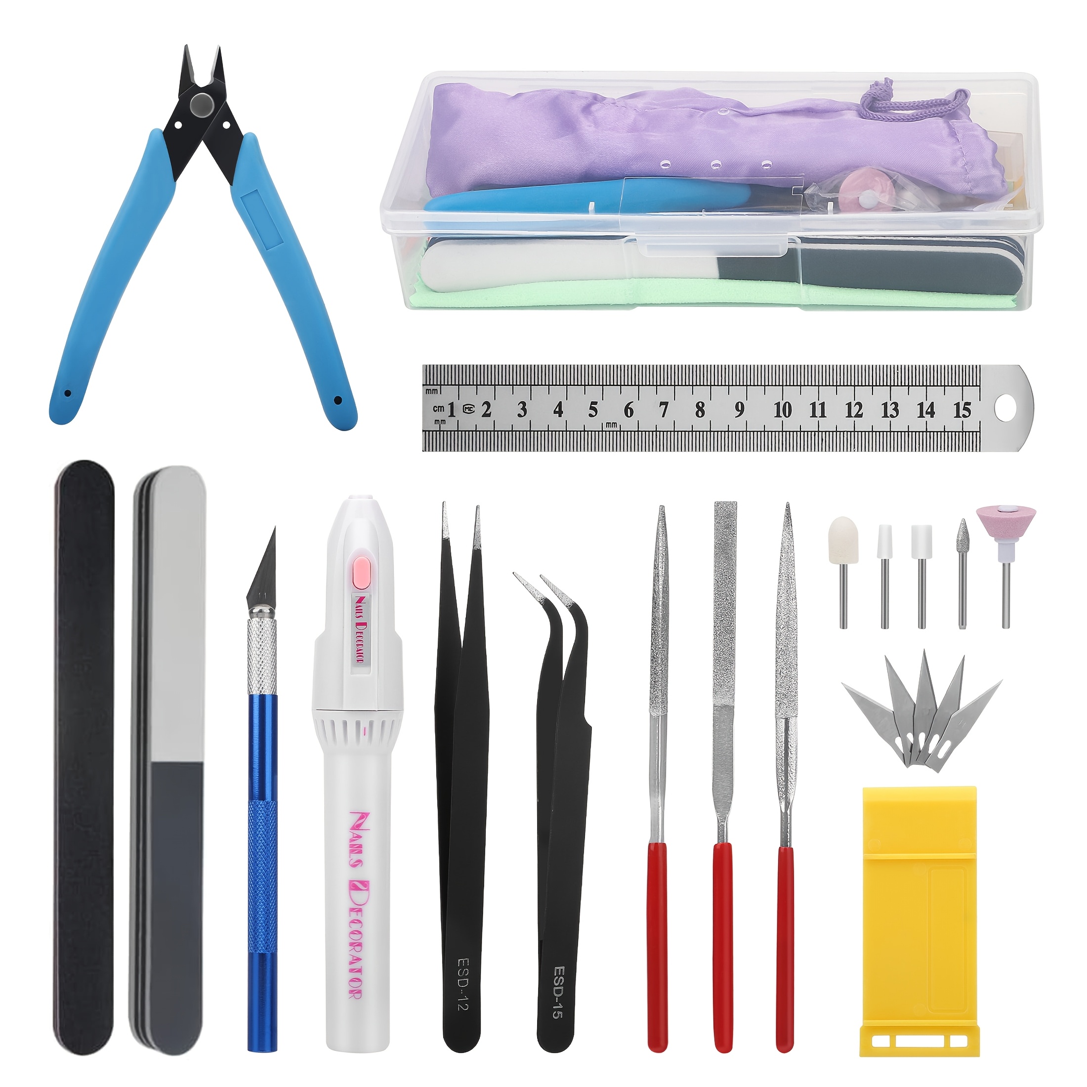 Temu – TEMU 15pcs Universal Diy Model Building Kit, Basic Tools For Airplane/robot Assembly, Compact & Durable Basic Miniature Craft Tools For Beginners &
