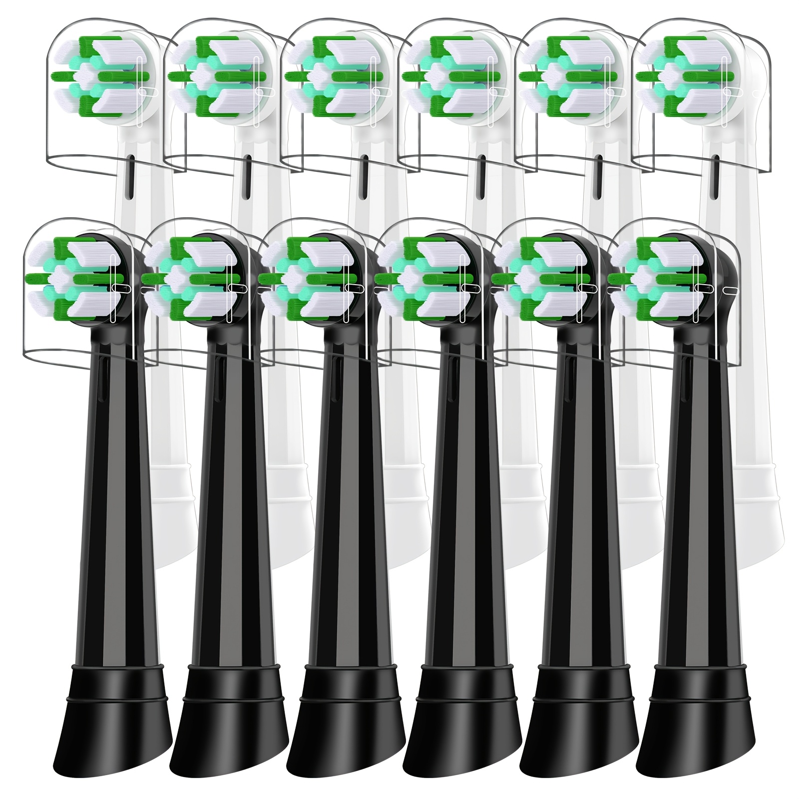 Image of 12pcs Replacement Heads For , Brush Heads For Io 2 3 4 Series Electric Toothbrushes, Bristles, Gums, Black And White