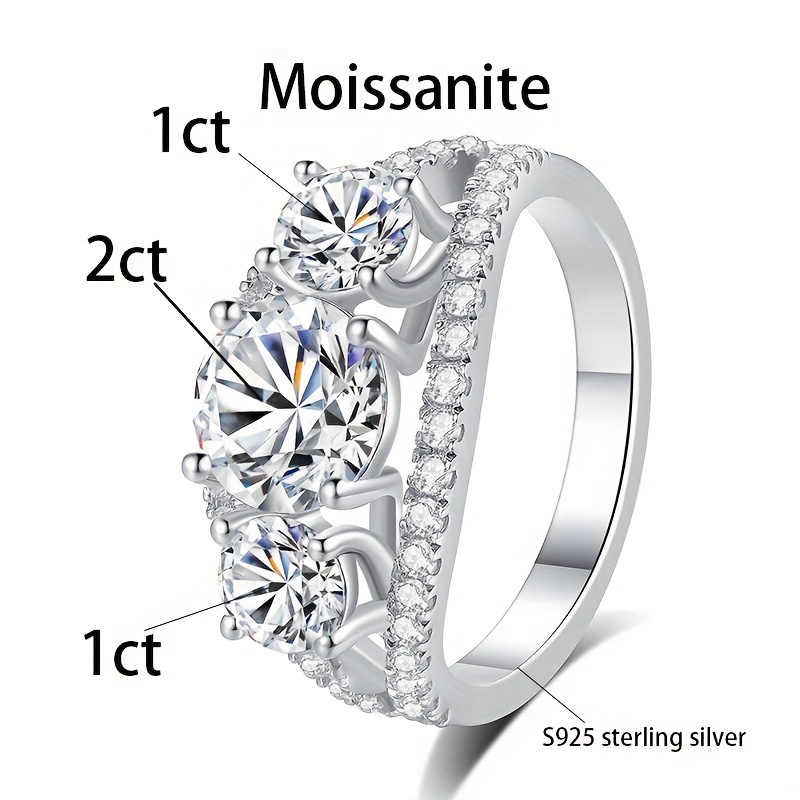 Women's 3CT Moissanite S925 Silver Engagement Ring