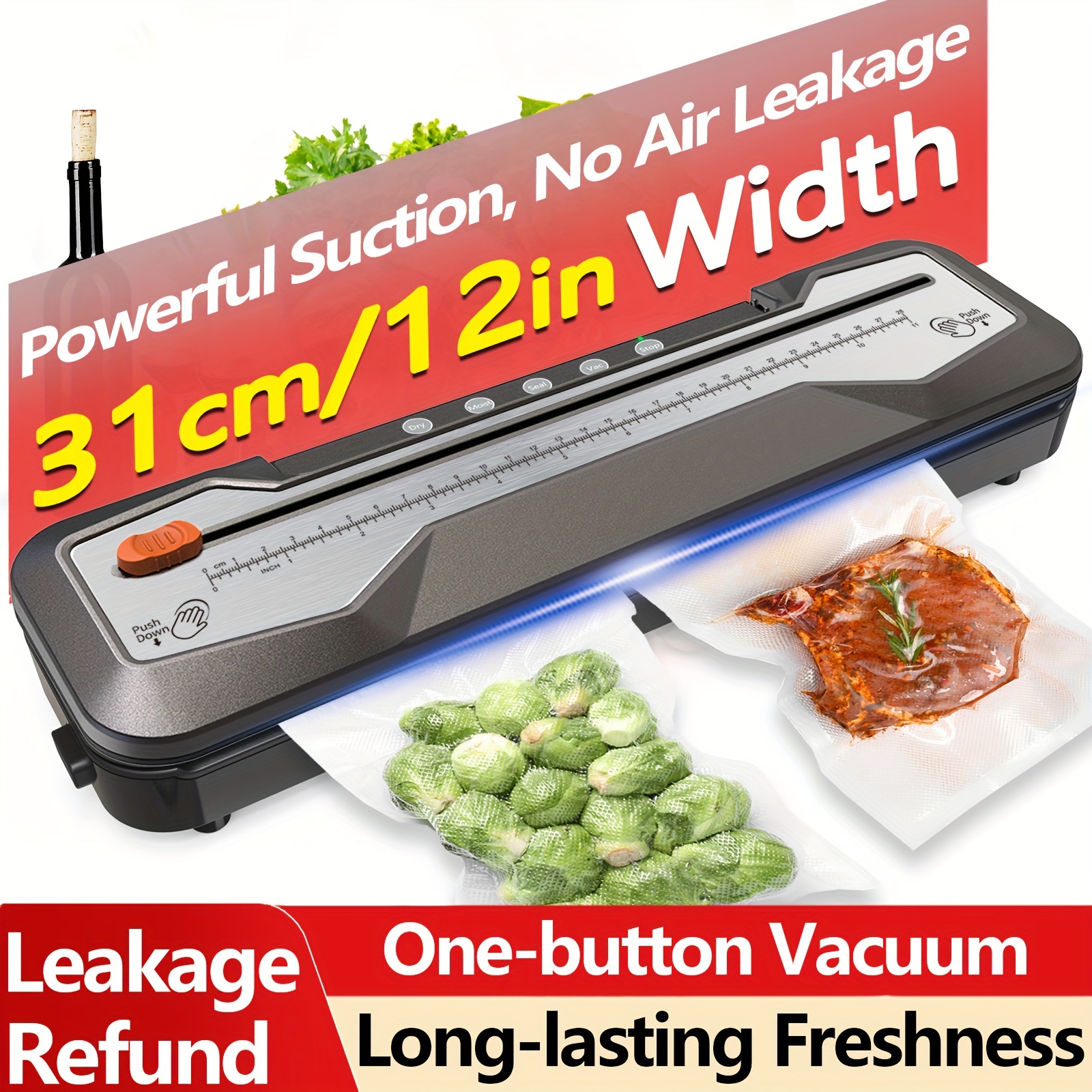 

Vacuum Sealer, Automatic Food Vacuum Sealer, 5 , With 15 Sealing Bags And Built-in Cutter, -touch Food Sealing Vacuum Packaging Machine, Suitable For Sui Cuisine And Drying And Moisturizing Food