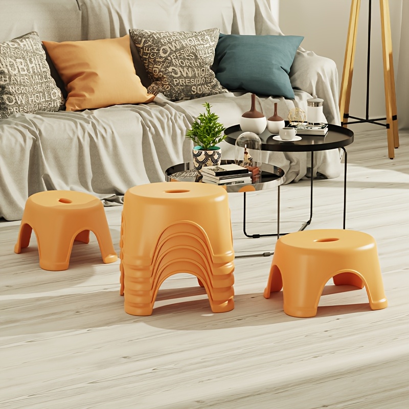 1 thickened stackable sturdy and durable small stool a stylish non slip step stool shoe changing stool   use   bathroom bedroom and living room Product details 1