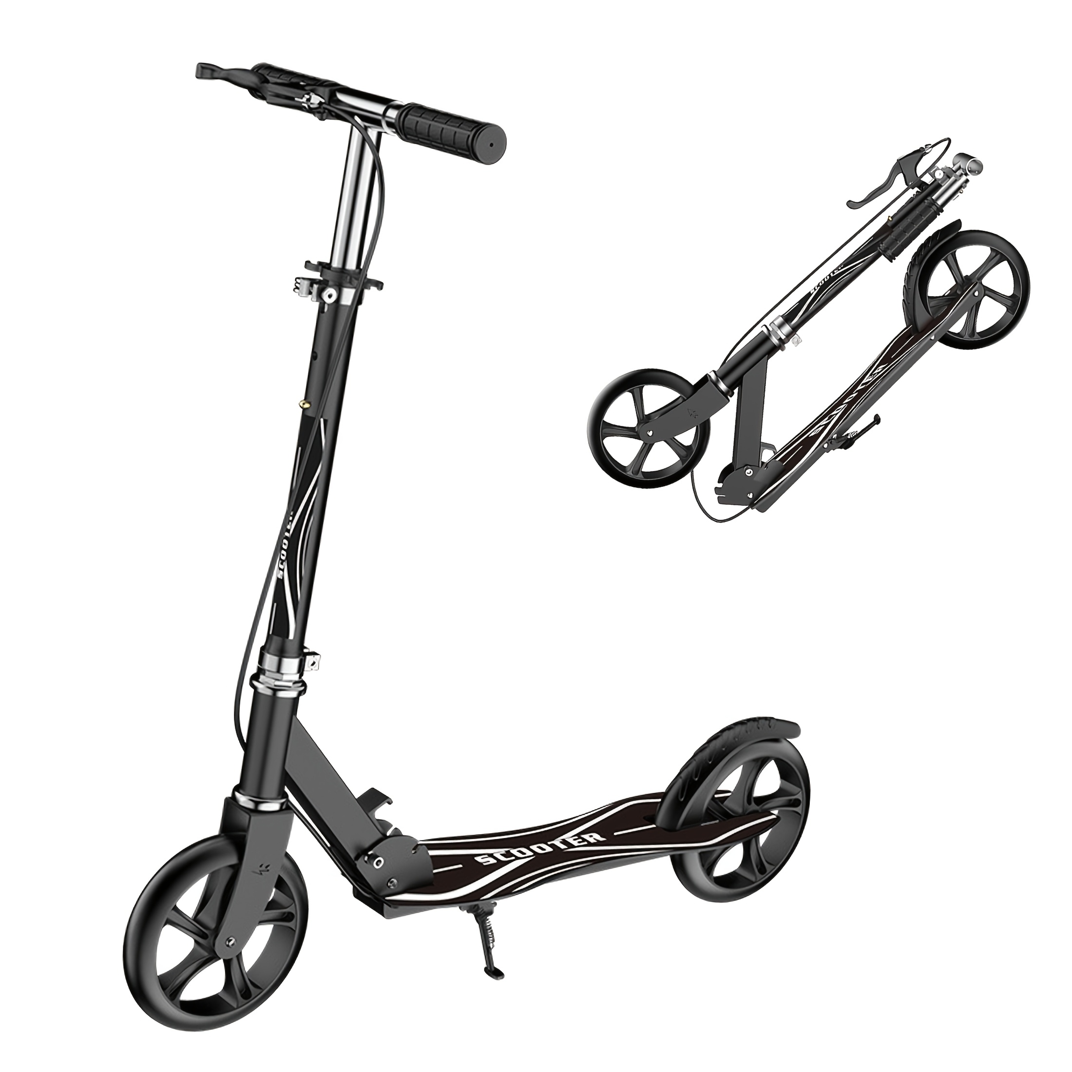 TEMU Adult Kick Scooter With Adjustable Height, Foldable, , Pu Wheels