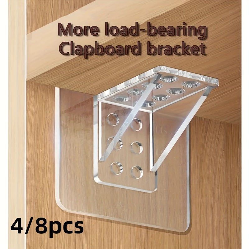 

4/8pcs -install Adhesive Brackets - No-drill, For , Bookshelves &