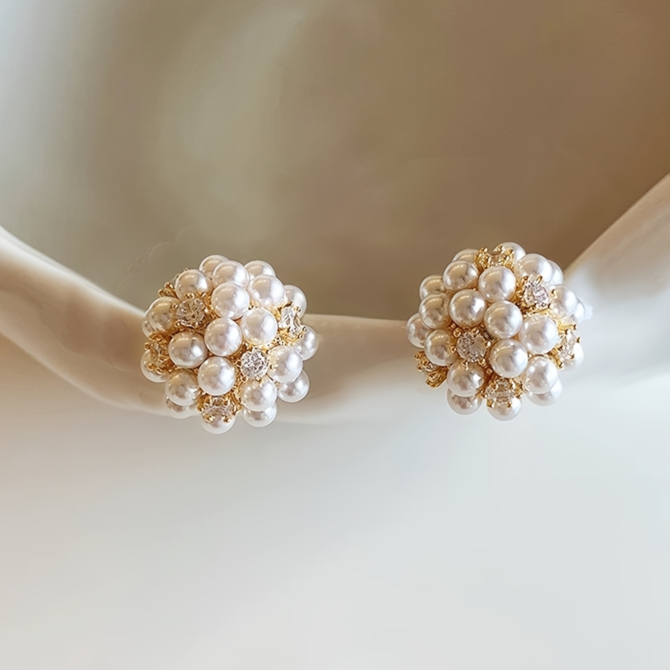Hydrangea Floral Stud Earrings with Sparkling Zirconia