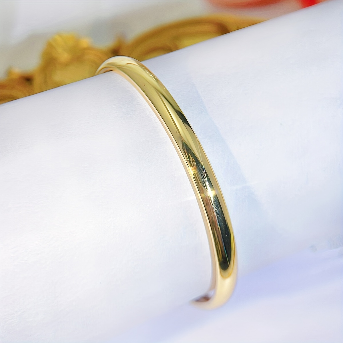 Heart CZ Bangle Adjustable Golden Plated
