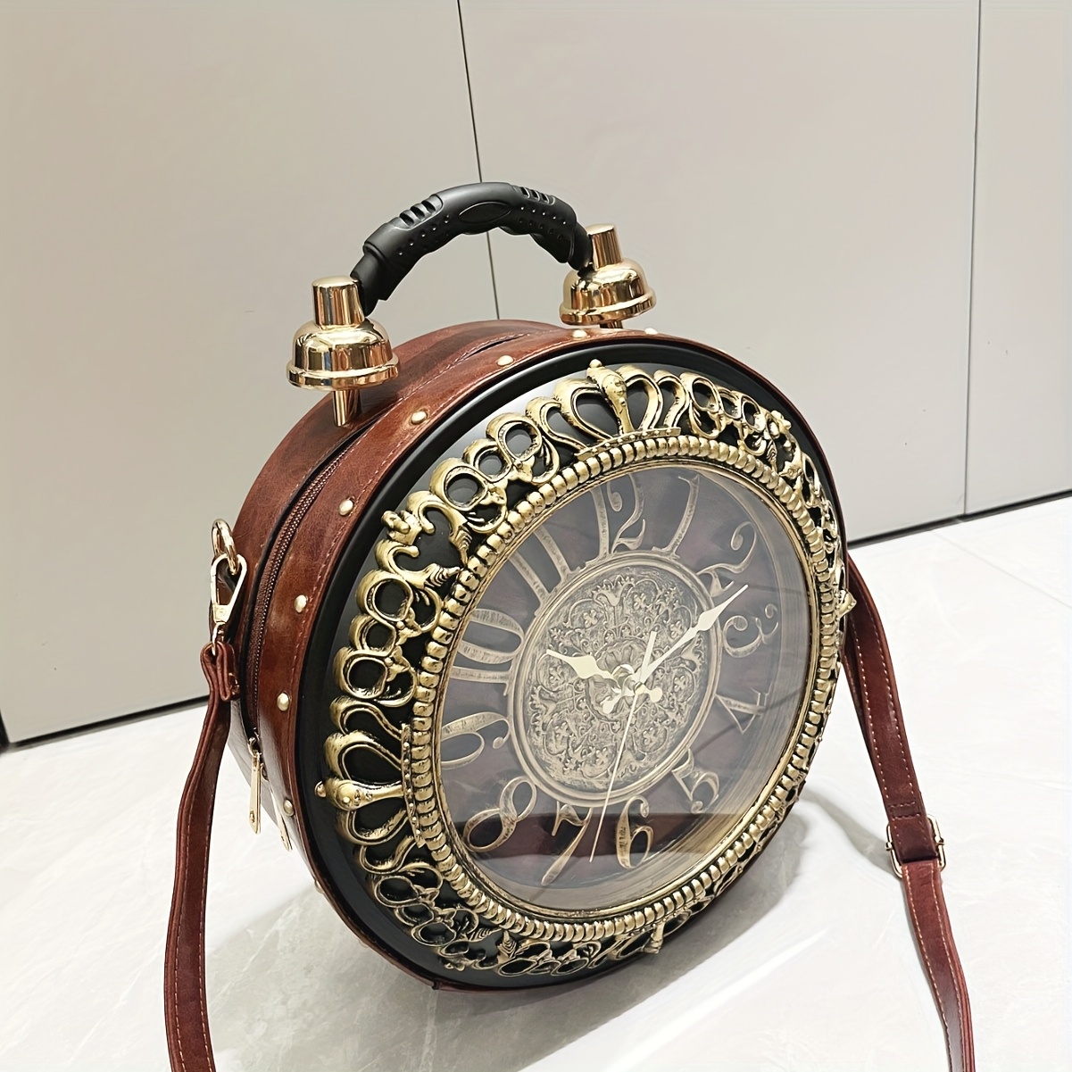 TEMU Women's Retro Steampunk Handbag With Clock Face - Battery- Crossbody Bag, / Suitable For Outfits, Themed Events & Daily Use, Zipper Closure
