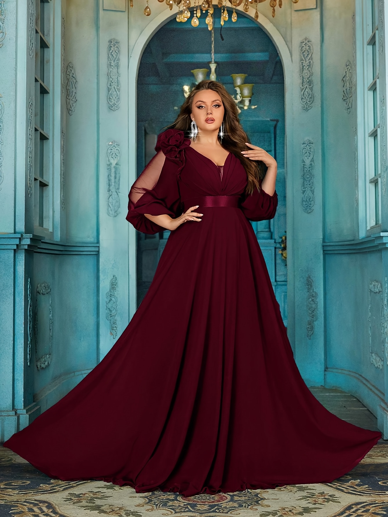 plus size womens v neck solid color minimalist everyday Temu