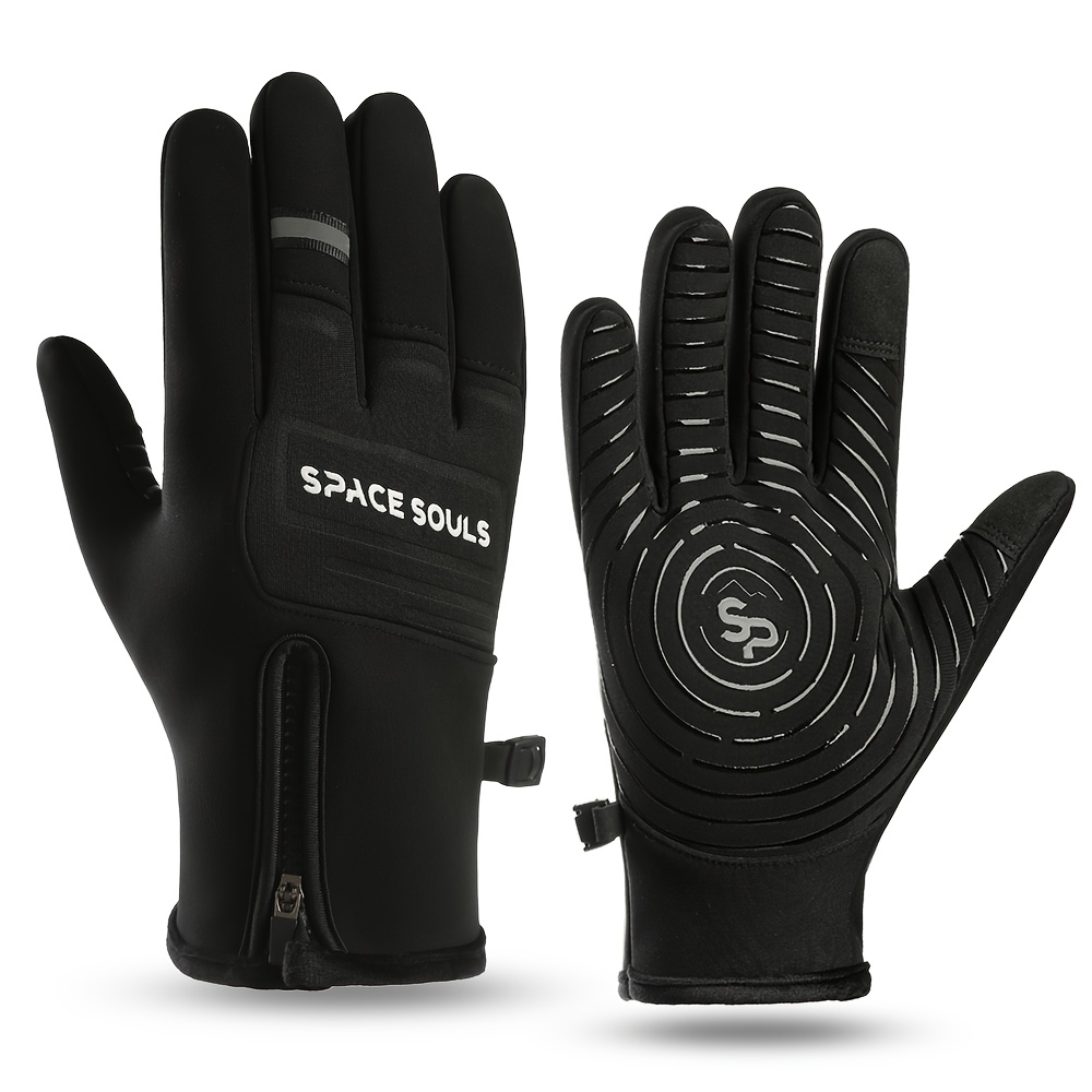 TEMU 1 Pair Men's Winter Warm Gloves Polar Warm Windproof Touch Screen Gloves Unisex Outdoor Sports Running Cycling Skiing Gloves