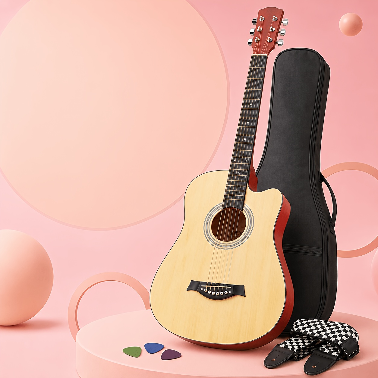 38 Inch Entry-Friendly Cutaway Acoustic Guitar for...