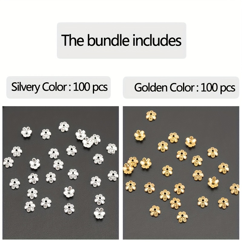 Image of 200pcs/100pcs 6mm Tassel Flower Alloy Loose Spacer Beads Petal End Caps End Bead Caps For Diy Earrings Pendants Jewelry Earrings Bracelets Necklaces Accessories Making