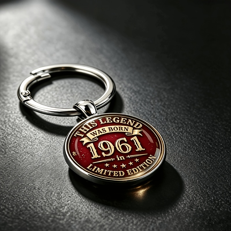 TEMU 1961 Birth Commemorative Keychain, Sturdy Alloy Material, Spring Press Opening, Fits Keys & Backpacks, Daily Outfit Accessory, Holiday Gift Pick