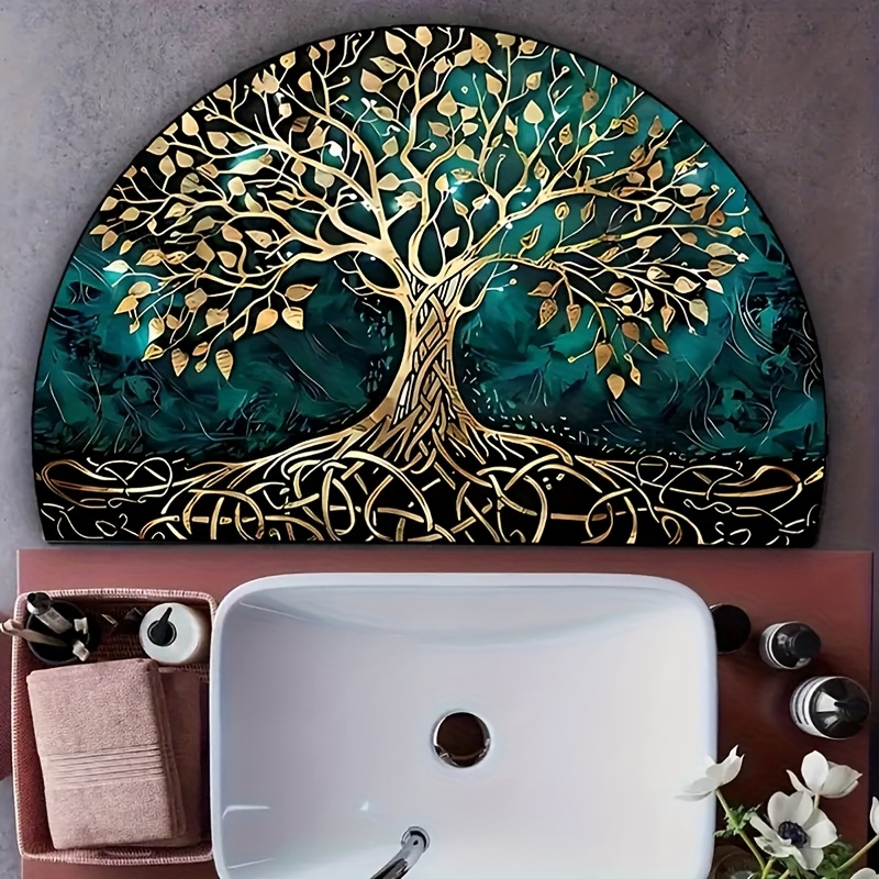 1pc Tree Of Life Printed Doormat, Non-slip And Wear-resistant, Suitable For Bedroom, Kitchen, Hallway, And Multiple Indoor Areas