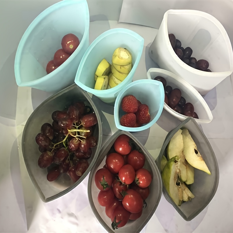 

Reusable 100% Silicone Food Storage Bags Containers - 3 Cups, 3 Dishes & 2 Bags