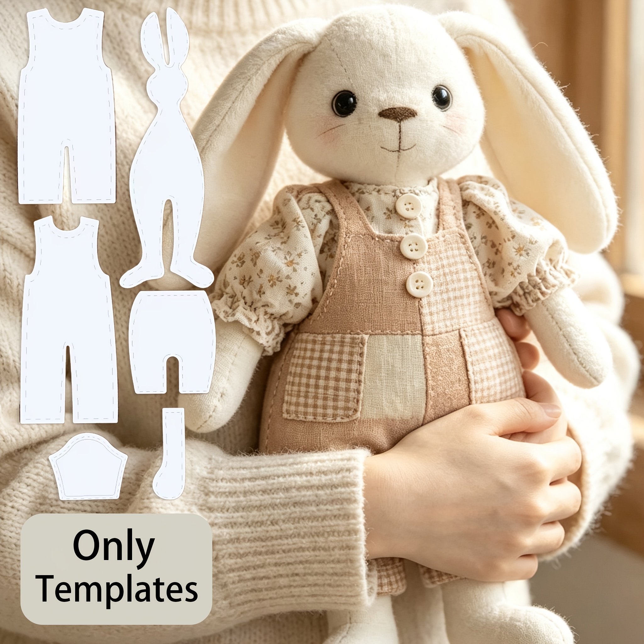 TEMU 1 Set Of 6 Rabbit Doll Sewing Templates - Reusable And Washable, Suitable For Plush Toy Making Templates, Beginner Sewing Practice Pattern