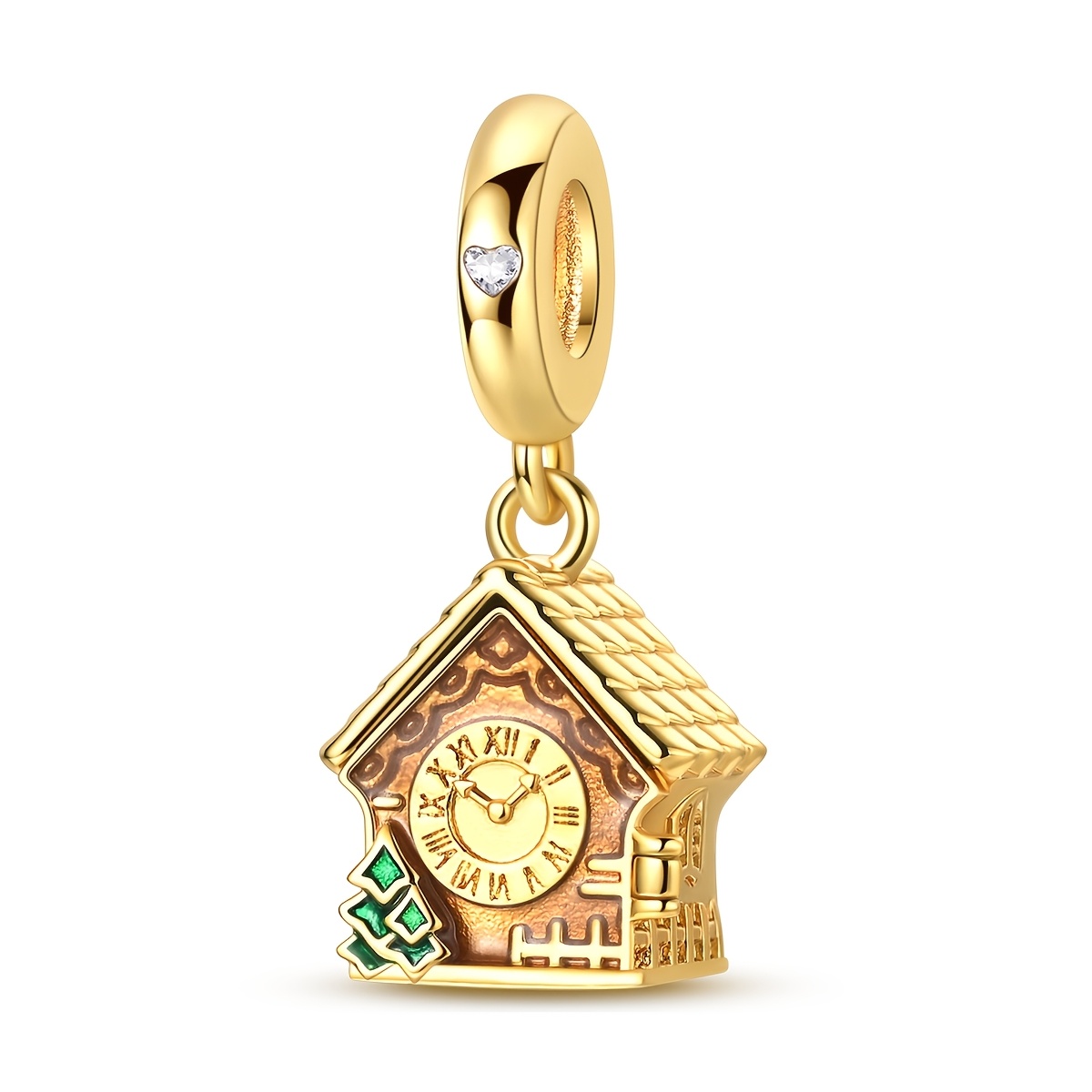 TEMU Ciondoli con perline color per donna 1 pz design originale apribile a forma di orologio a cuc羅, compatibili con braccialetti e collane originali