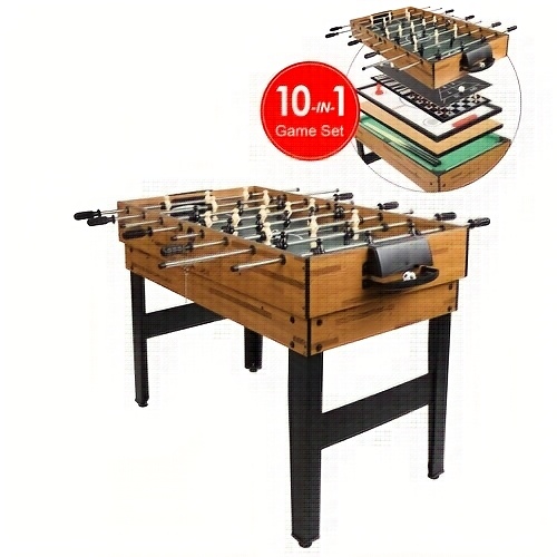 MATLADIN Game Table, for Adults, Multi-Use for Game Room, Game Table Set for Family Game, with Hockey, for Foosball, Pool, Ping Pong, 4ft, 10-in-1/6-in-1