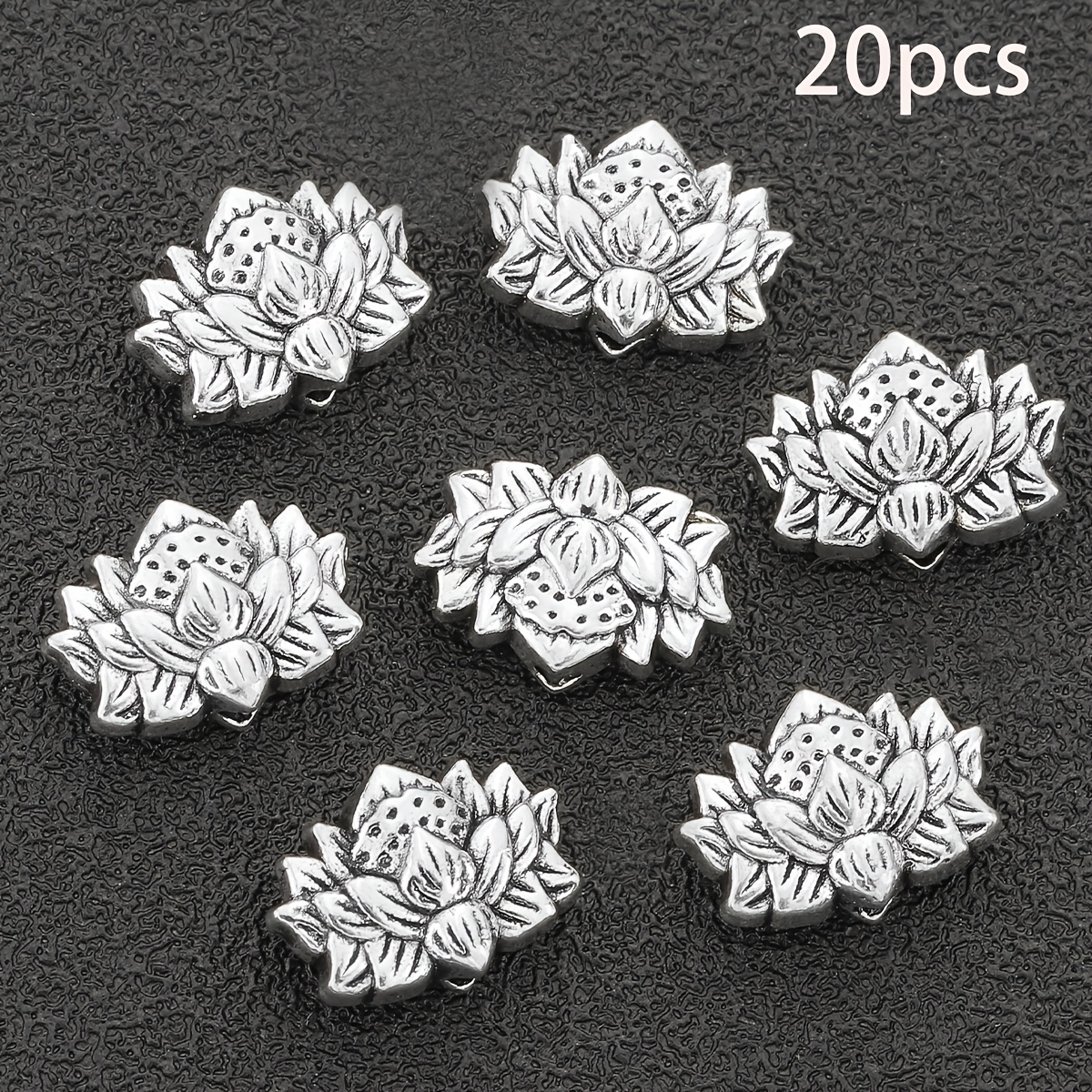 TEMU 20pz Perline Distanziatrici Lotus in Retro, Perline Distanziatrici Forate a a Forma di Lotus, Perline Orizzontali con Foro Dritto, Perline