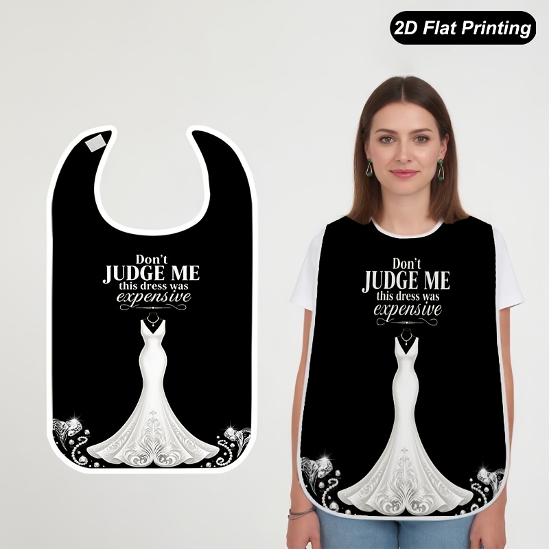 TEMU 1pc 2d Flat Printed Adult And Elderly Bib Bride Dress Lightweight Crumb Catcher For Men And Women, Fun Character Print, Stylish, Easy To Clean,