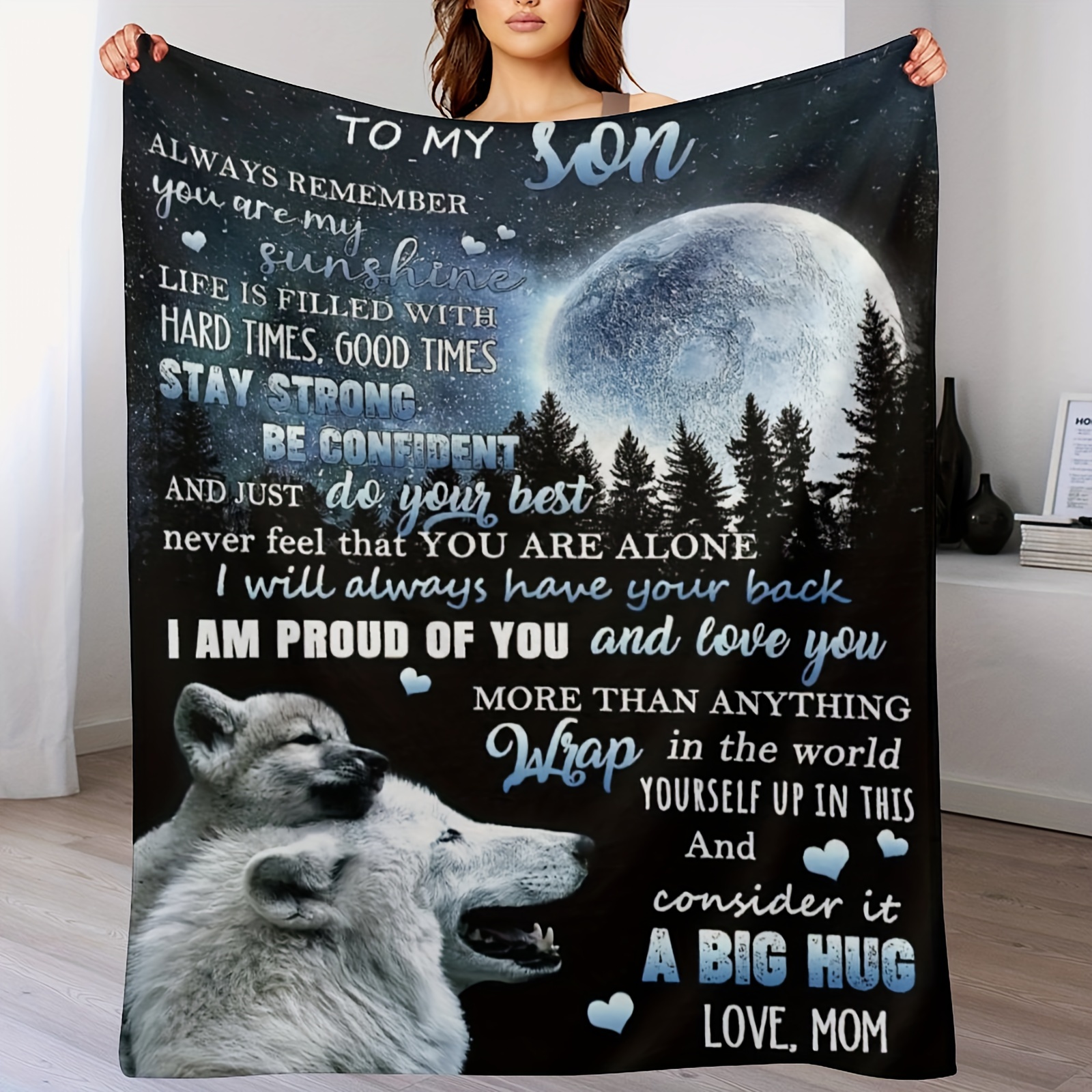 

To My Son Car Interior Blanket From Mom Birthday Gifts Graduation Gifts For Son Flannel Blanket For Couch Sofa Bedroom 60x80in