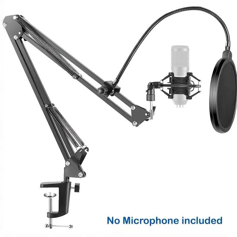 TEMU Adjustable Microphone Stand With Boom Arm| Scissor Arm Desktop Mount, Suitable For Broadcasting, Gaming, Live Streaming, And Audio Recording,