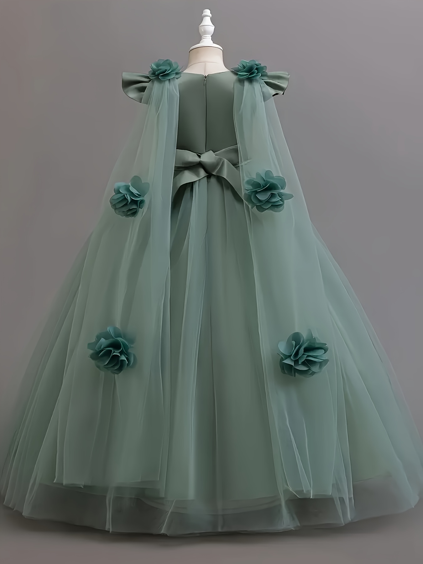 slim fit dress slacks Baby Girl Dress Toddler Prom Communion Green Big Bow Princess Dress –  marryshe main image 1