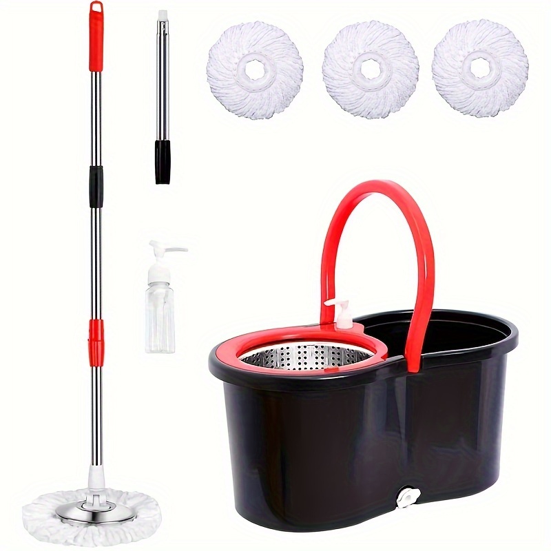 TEMU 360- Rotating Mop And , 61in Stainless Steel Mop Length, 3 Replacement Mop , Suitable For On Boats, , Ceiling