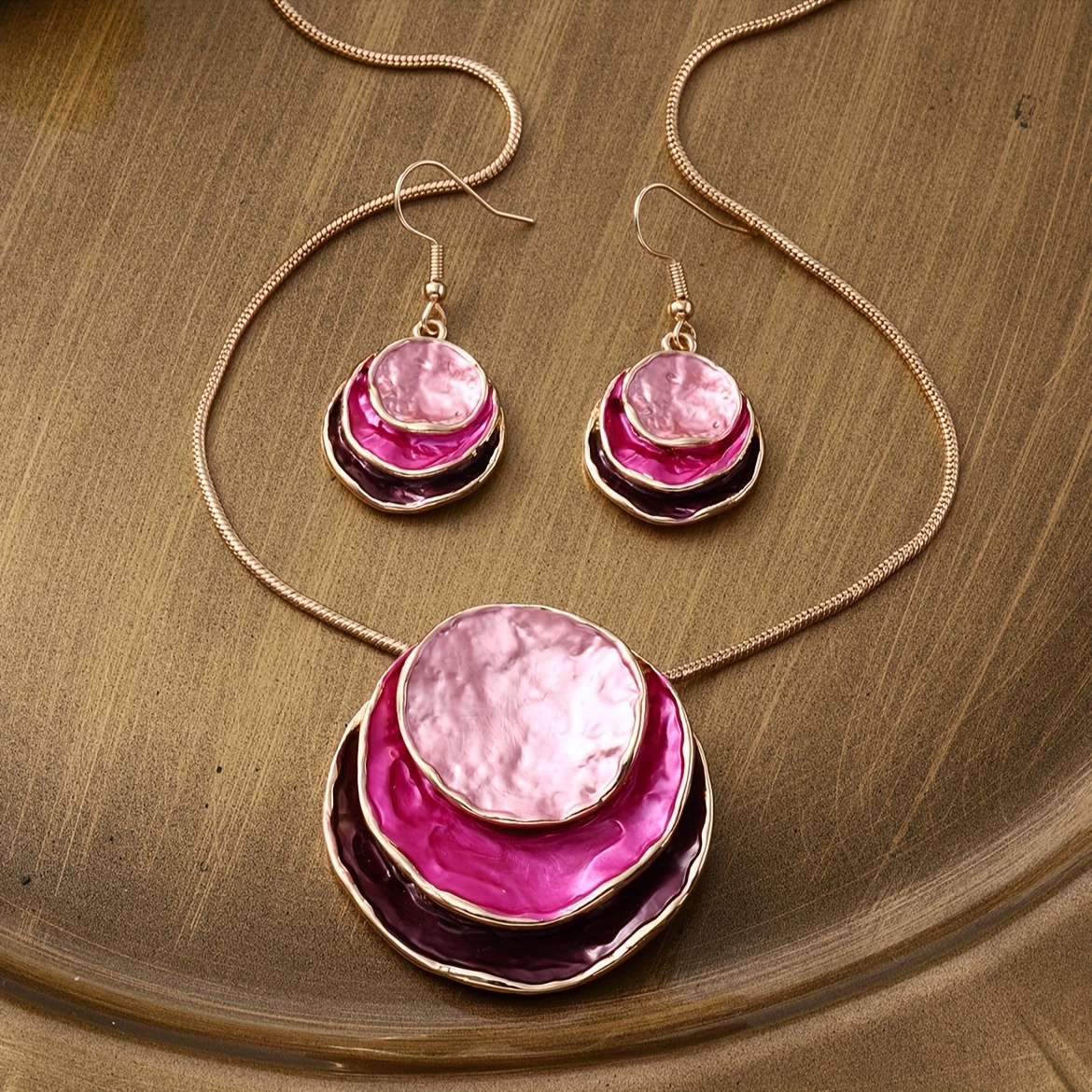 Geometric Pendant Necklace & Earrings Set - Romantic Gift Idea