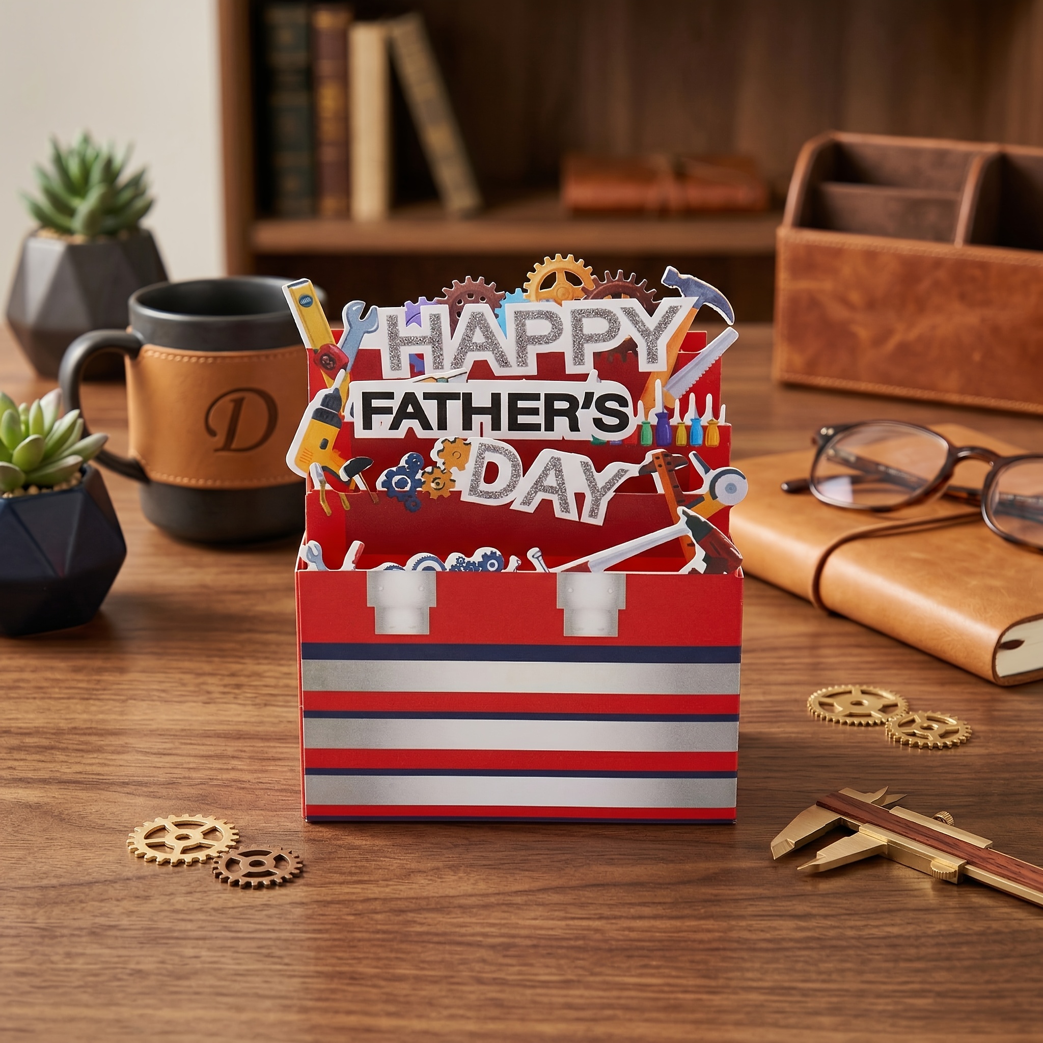 TEMU Tool-themed Pop-up Father's Day Card, Cartoon Tool Pattern Happy Father's Day Gift Home Decor For Dad, Grandpa, Brother, Husband Celebration
