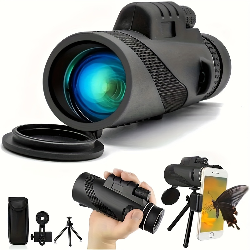 TEMU 10x42 Hd Monocular Telescope With Phone Adapter & Tripod - High Powered, Fmc Prism, Portable For Adults, Hunting, Bird Watching, , Camping, Hiking, Travel