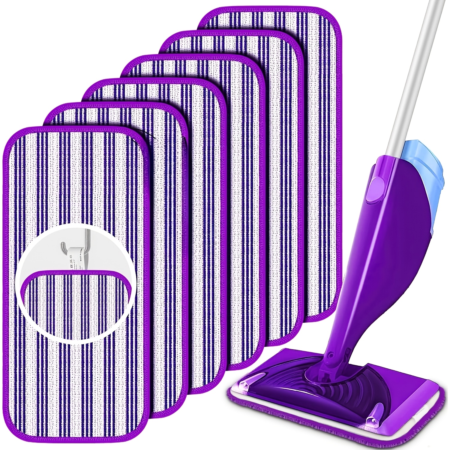 TEMU 1 pièce Tête de serpillière réutilisable, Tampon humide remplaçable, Lavable en machine, Convient pour un usage à sec et humide sur dur, le