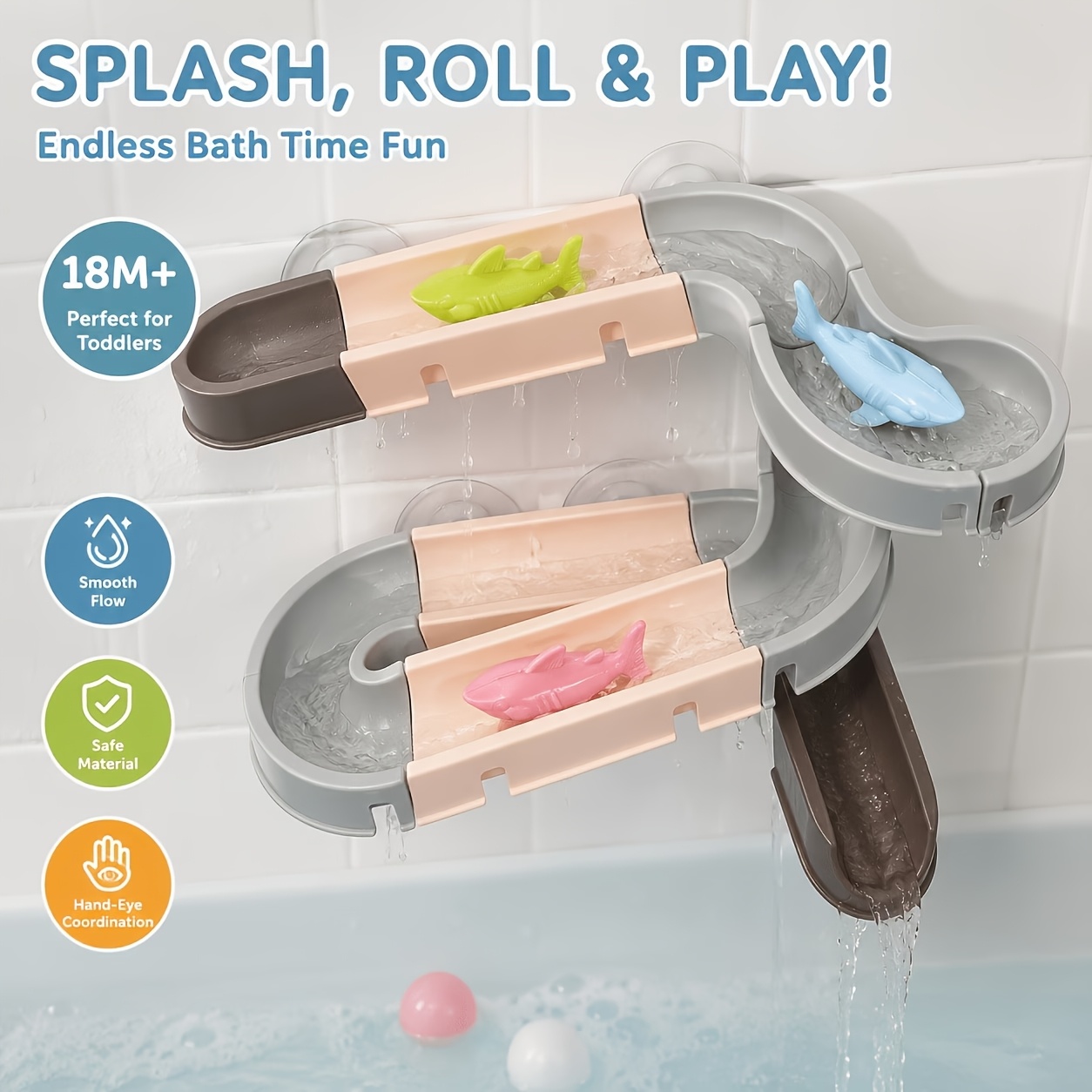 Bathroom Bathtub Toy Set with Assembled Track Water Shark