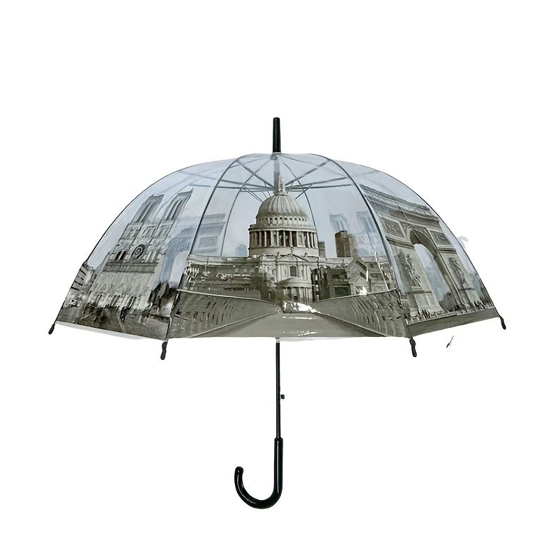 Image of Individual Package - Transparent Bubble Umbrella With Automatic Opening And Elegant Handle, Suitable For Men And Women. This Umbrella Is Perfect For Weddings, , Large Gatherings, Graduation Events