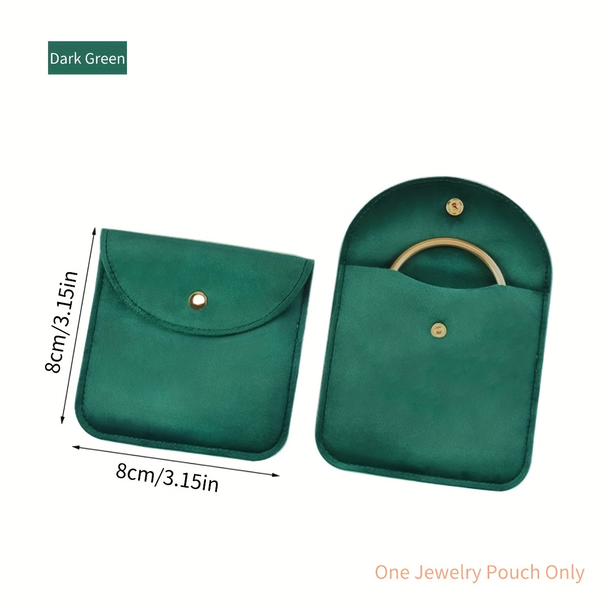 TEMU Bolsa de almacenamiento de joyas de terciopelo con esquinas redondeadas (con cierre metálico) Organizador de accesorios de viaje portátil para