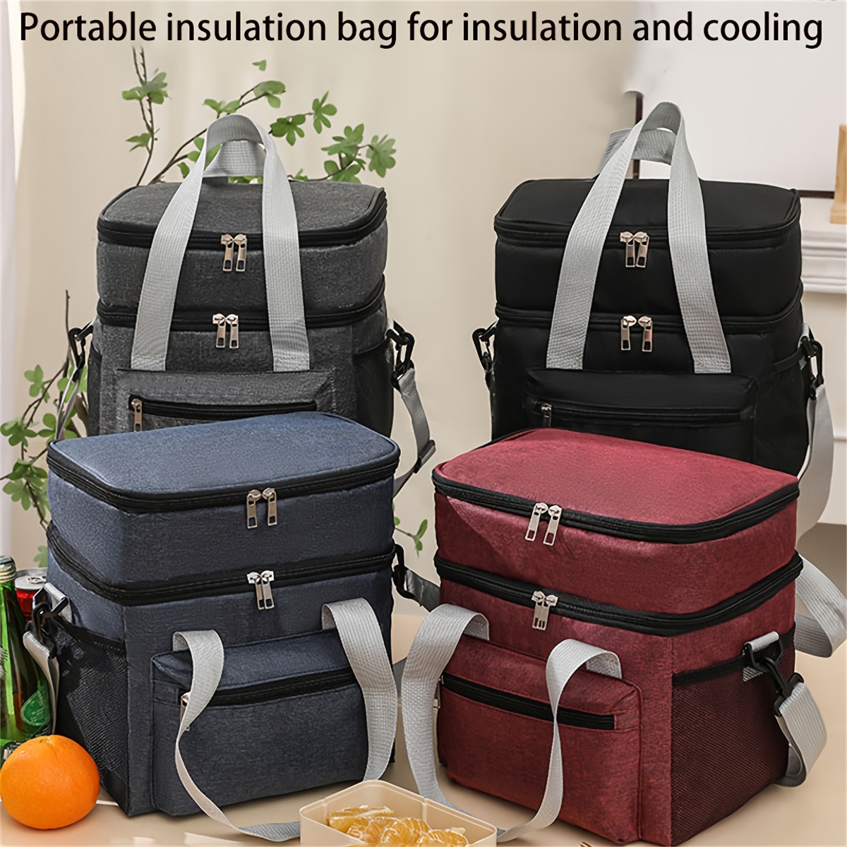 

[1pc Insulated Bag] Insulated Bag, Double Layered, , Completely Polyester, For , Camping