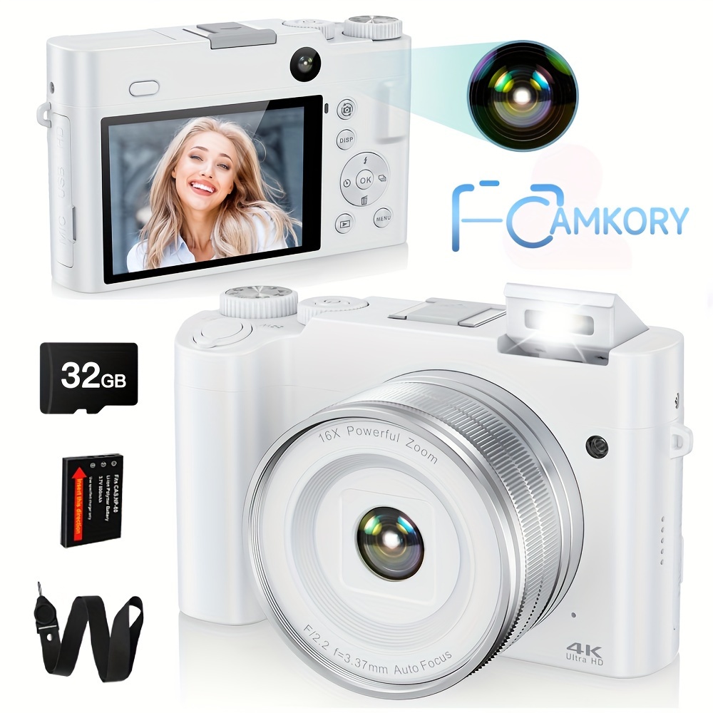 4k digital camera for photography, vlogging camera with selfie